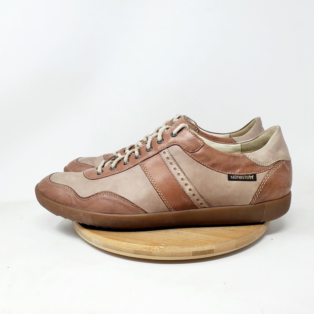 Mephisto Steve Shoes Mens 10.5 Brown Leather Gum Retro Lace Up Urban Low Sneaker